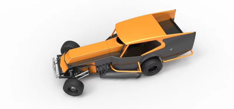 Vintage Dirt Modified stock car Version 5 while turning 1:25 - Model preview 4