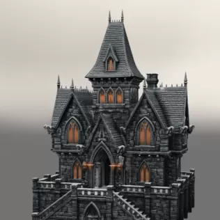 Dark Fantasy Mansion STL File for 3D Printing - Model thumbnail 3