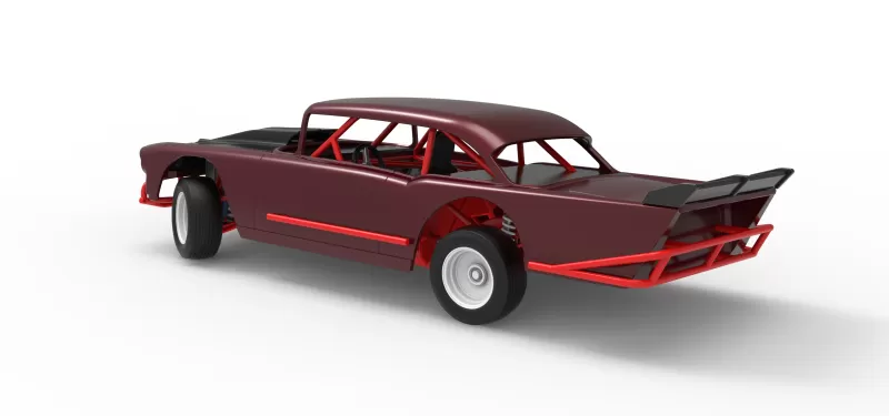 Vintage Dirt Modified stock car V9 while turning Scale 1:25 - Model preview 12