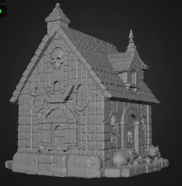 Haunted Fantasy Rat Cottage STL for 3D Printing - Model preview 9