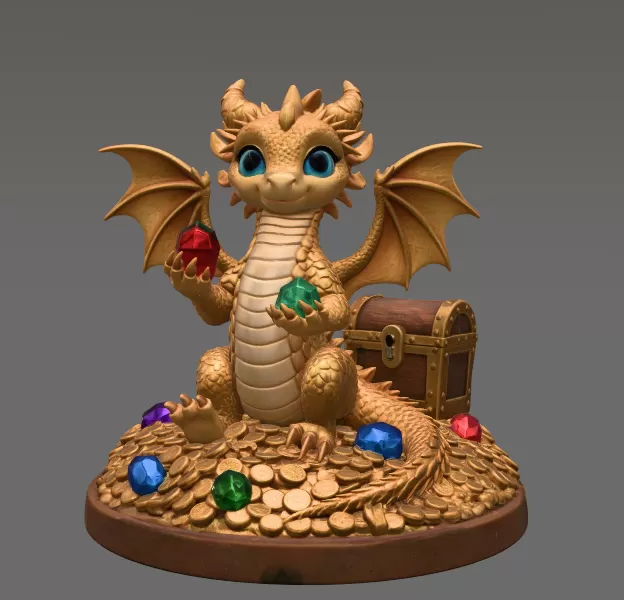 Treasure Guardian Dragon STL File 3D Print - Model preview 1