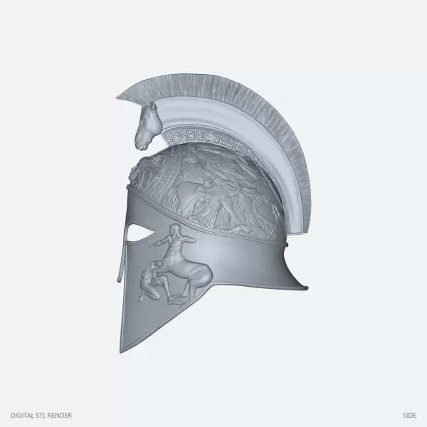 Ornate Horse-Crest Helmet Miniature - 100 mm STL - Model preview 3
