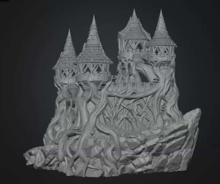 Enchanted Thornwood Fortress STL File for 3D Print - Model preview 8