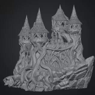 Enchanted Thornwood Fortress STL File for 3D Print - Model thumbnail 8