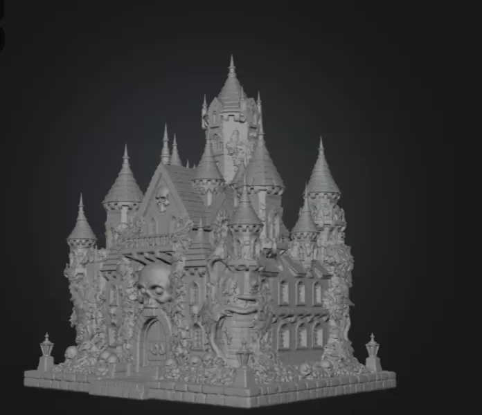 Skull Bloom Castle STL File for 3D Print - Model preview 13