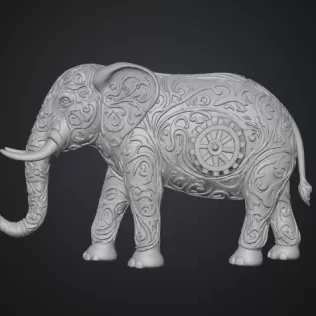 Ornamental Elephant with Intricate Engravings - Model thumbnail 2