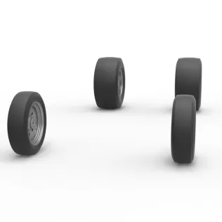 Wheel set of Vintage Front engine dragster V5 Scale 1:25 - Model thumbnail 3