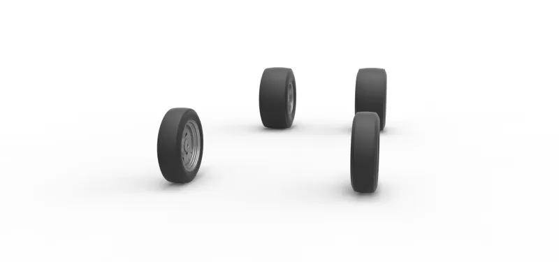 Wheel set of Vintage Front engine dragster V5 Scale 1:25 - Model preview 3
