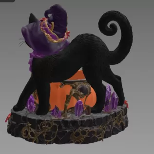 Halloween Witch Cat Pumpkin Bowl STL File for 3D Print - Model thumbnail 10