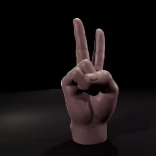 Realistic Peace Sign Hand Candle 3D Printable Model