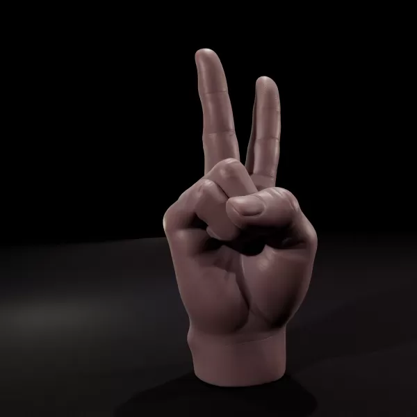 Realistic Peace Sign Hand Candle 3D Printable Model - Model preview 4