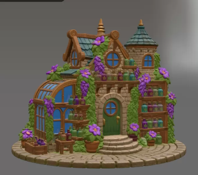 Enchanted Herbalist Cottage STL File for 3D Print - Model preview 5
