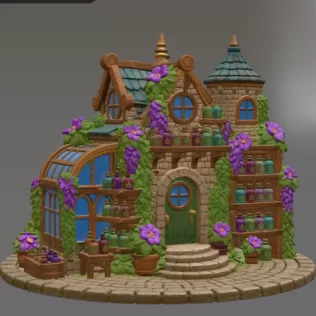Enchanted Herbalist Cottage STL File for 3D Print - Model thumbnail 5