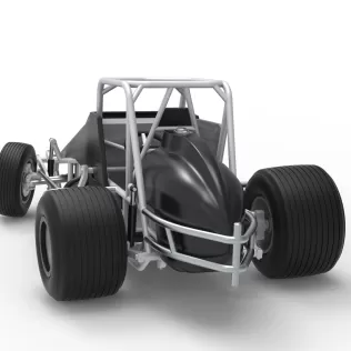 Vintage Dirt Silver Crown Car while turning Scale 1:25 - Model thumbnail 14