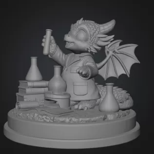 Cute Scientist Dragon Figurine STL File for 3D Print - Model thumbnail 8