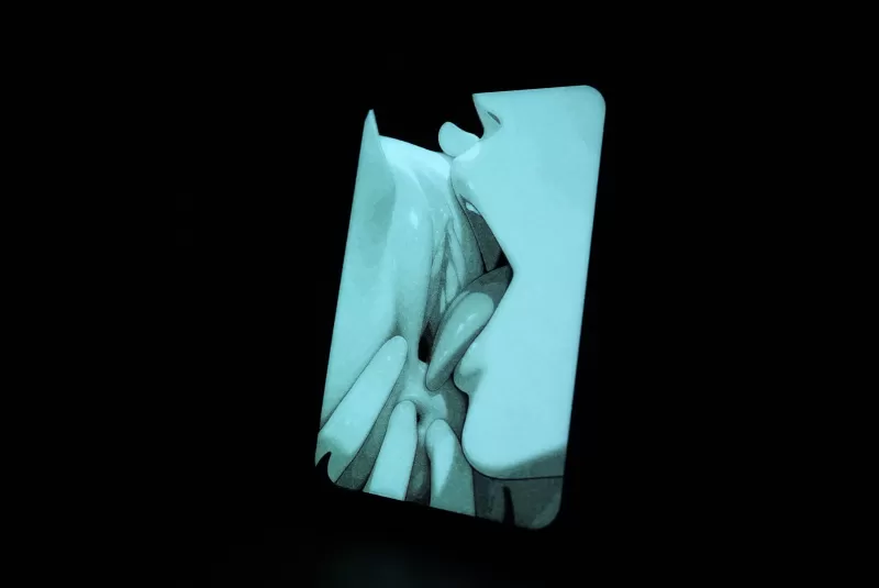 TONGUE PLAY GLOW (HueForge NSWF) 67x100mm - Model preview 7
