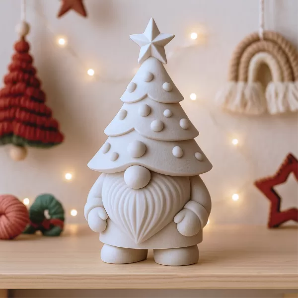 Christmas Tree Hat Gnome Figure | Festive Holiday Decor - Model preview 5
