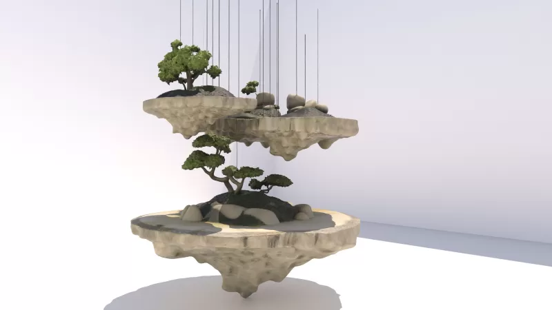 Floating_Bonsai island - Model preview 2