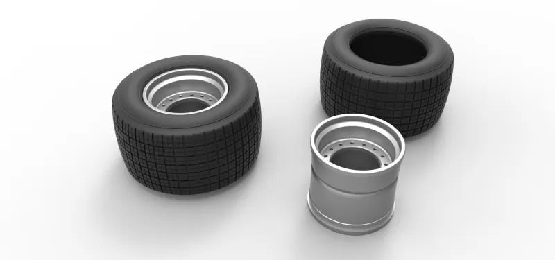 Rim and tire of Super Dirt Late model Scale 1:25 - Model preview 1