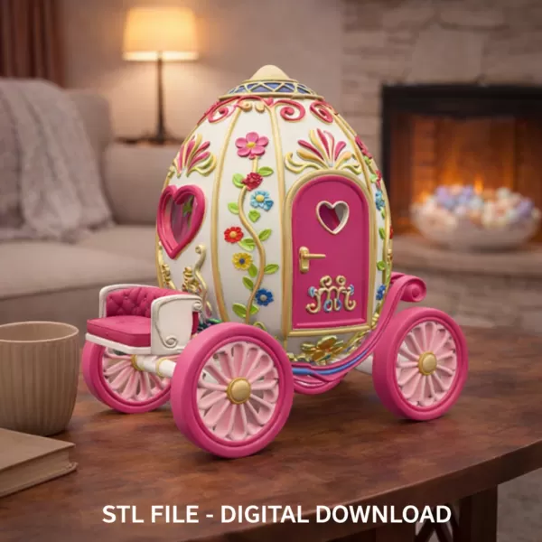 Royal Fantasy Egg Carriage – STL File 3D Printable - Model preview 1