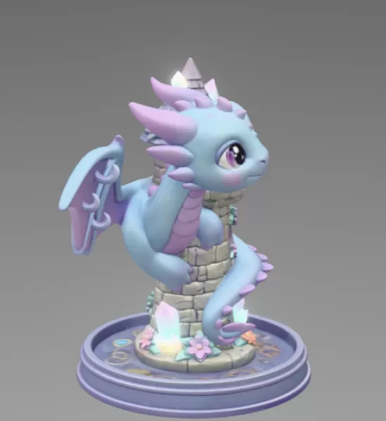 Tower Dragon Key or Jewelry Holder STL File for 3D Print - Model preview 9