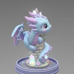 Tower Dragon Key or Jewelry Holder STL File for 3D Print - Model thumbnail 9