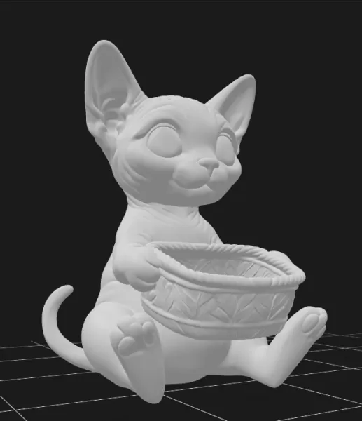 Sphynx Cat Holding a Gift Basket - Model preview 5