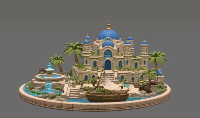 Azure Oasis Palace STL File for 3D Print - Model preview 7