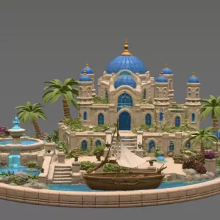 Azure Oasis Palace STL File for 3D Print - Model thumbnail 7