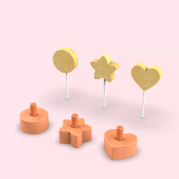 3D Cake Pop Molds Set, 3 pcs. Star - Heart - Round Shape, DIY - Model preview 3