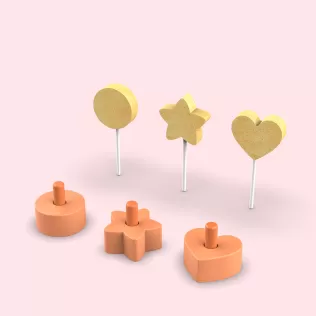 3D Cake Pop Molds Set, 3 pcs. Star - Heart - Round Shape, DIY - Model thumbnail 3