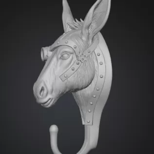 STL File Description — Steampunk Donkey Head Wall Hook - Model thumbnail 3