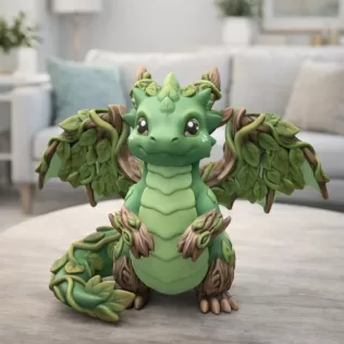 Wood Dragon – STL File 3D Printable Fantasy Dragon Figurine - Model thumbnail 2