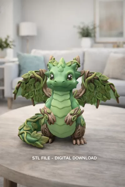Wood Dragon – STL File 3D Printable Fantasy Dragon Figurine - Model preview 2