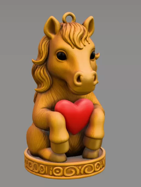 Cute Horse Ornament - STL File - Horse Pendant for 3D print - Model preview 6