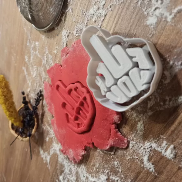 Rude Middle Finger Cookie Cutter; F*ck You, for Mean People - Model preview 3