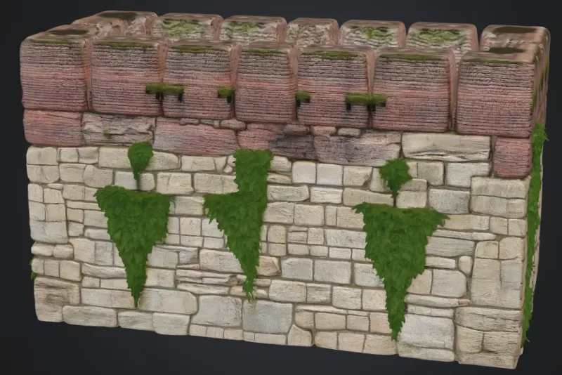 Stadtmauer mit rankpflanzen - Model preview 1