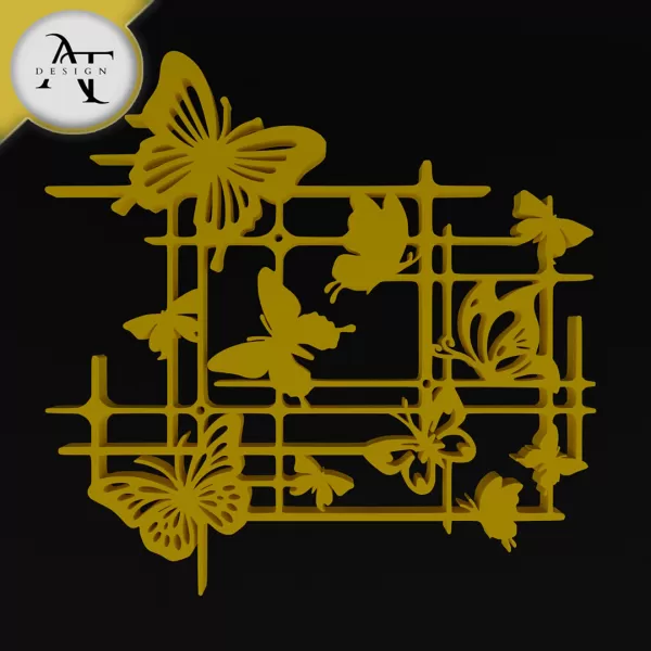 Butterflies - Silhouette - 2D Wall Art Decor - Model preview 1