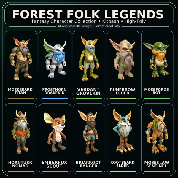 Forest Folk Legends – Fantasy Character Kitbash Collection - Model preview 1