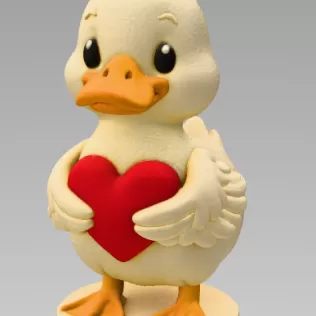 Cute Duck with Heart – 3D Printable STL File - Model thumbnail 3