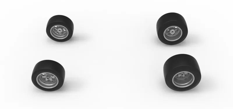 Wheel Set of Experimental Pavement Silver Crown Car Scale 1:25 - Model preview 5