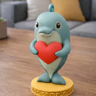 Dolphin with Heart – STL File | Digital Download - Model thumbnail 2