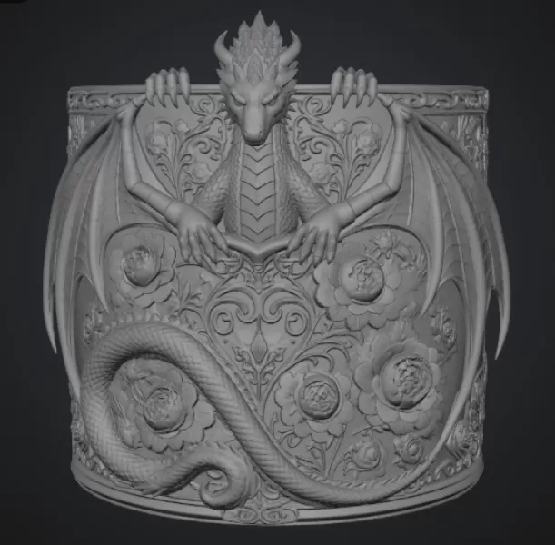 Ruby Rose Dragon Planter STL File for 3D Print - Model preview 13