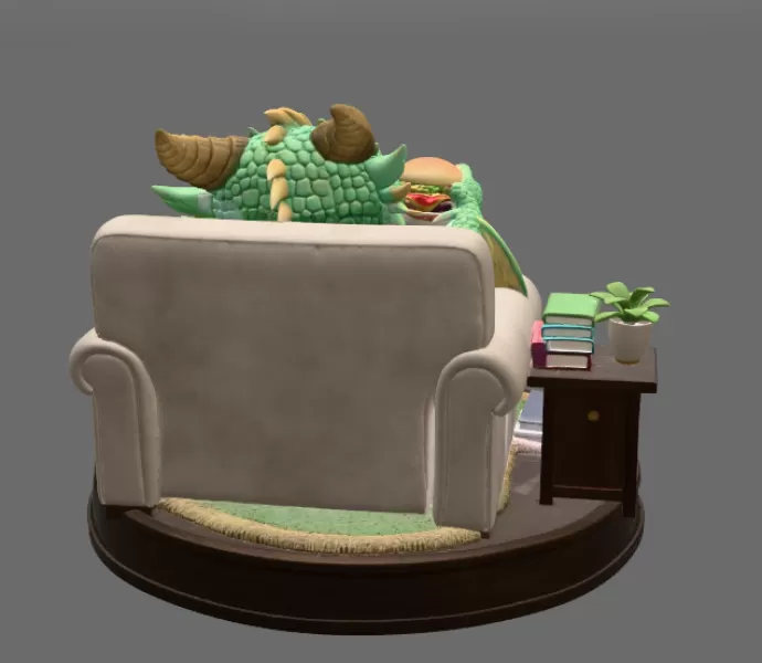 Lazy Dragon STL File for 3D Printing - Model preview 4