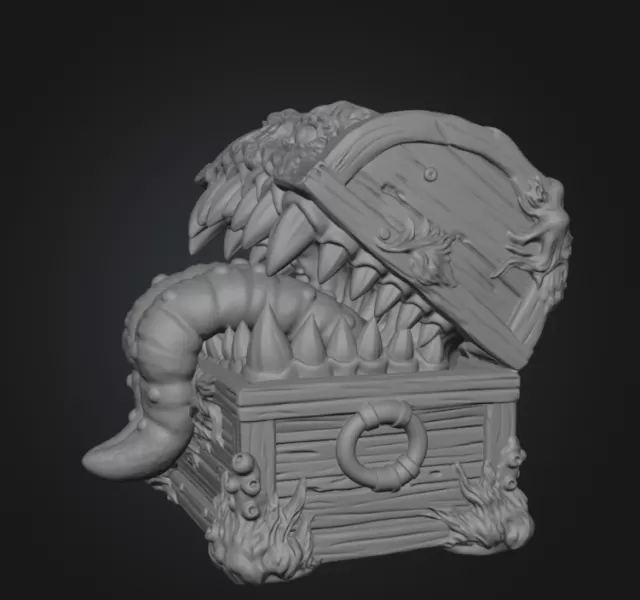 Mimic Treasure Chest Monster STL File for 3D Print - Model preview 12