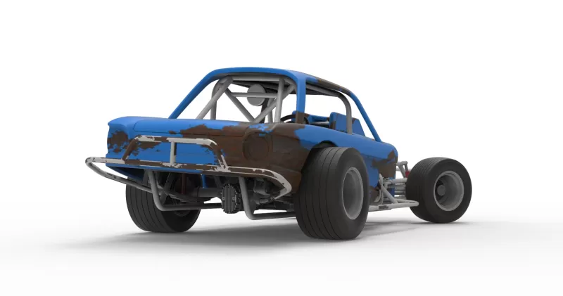 Vintage Dirt Modified stock car V10 while turning Scale 1:25 - Model preview 18