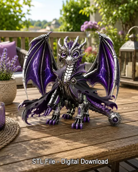 Shadow Mecha Dragon STL File for 3D Print - Model preview 4