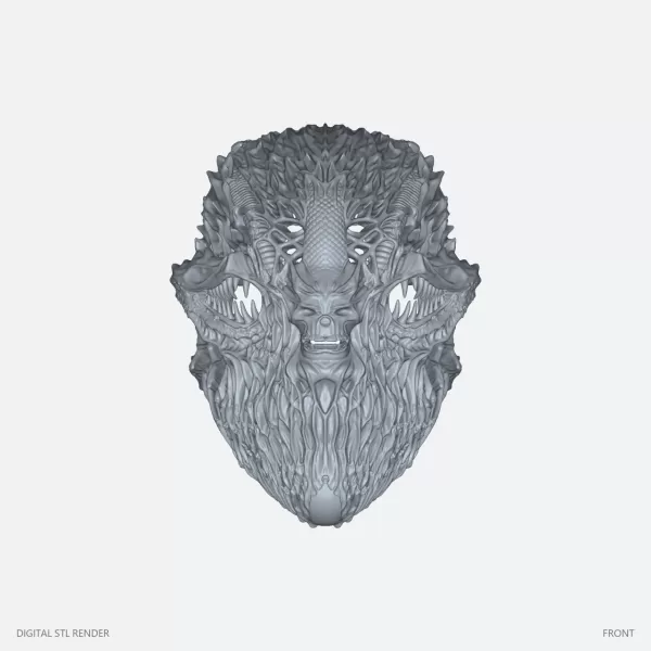 Biomorphic Fanged Helmet Display - STL - Model preview 2