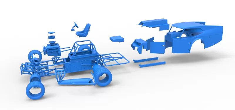 Vintage Dirt Modified stock car Version 5 Scale 1:25 - Model preview 28