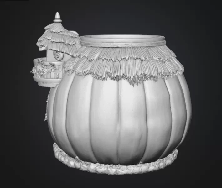 Autumn Pumpkin Cottage Planter STL File for 3D Print - Model preview 14